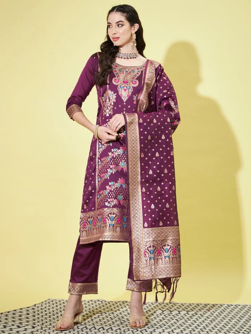 Silk Blend Jacquard  3pcs set kurthis