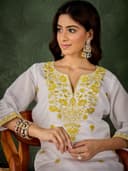 Roman Silk Blend 2pcs set Kurthis -Yellow view 5