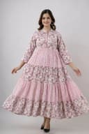 Anarkali Long kurtis - Faded Pink view 1