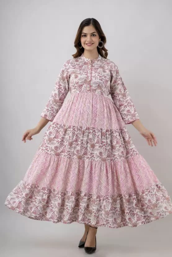 Anarkali Long kurtis - Faded Pink