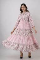 Anarkali Long kurtis - Faded Pink view 2