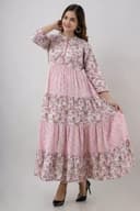 Anarkali Long kurtis - Faded Pink view 3