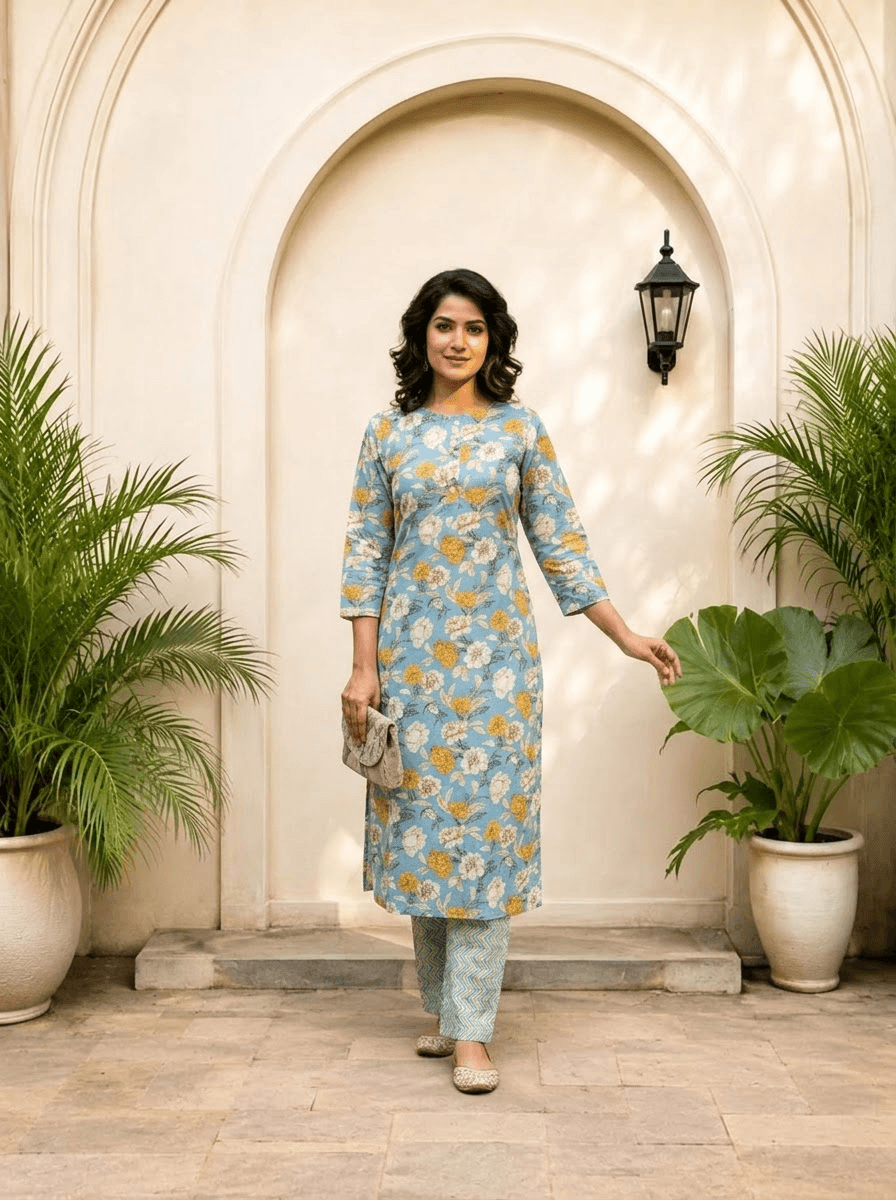 Poly Cotton 2Pcs Set Kurthi